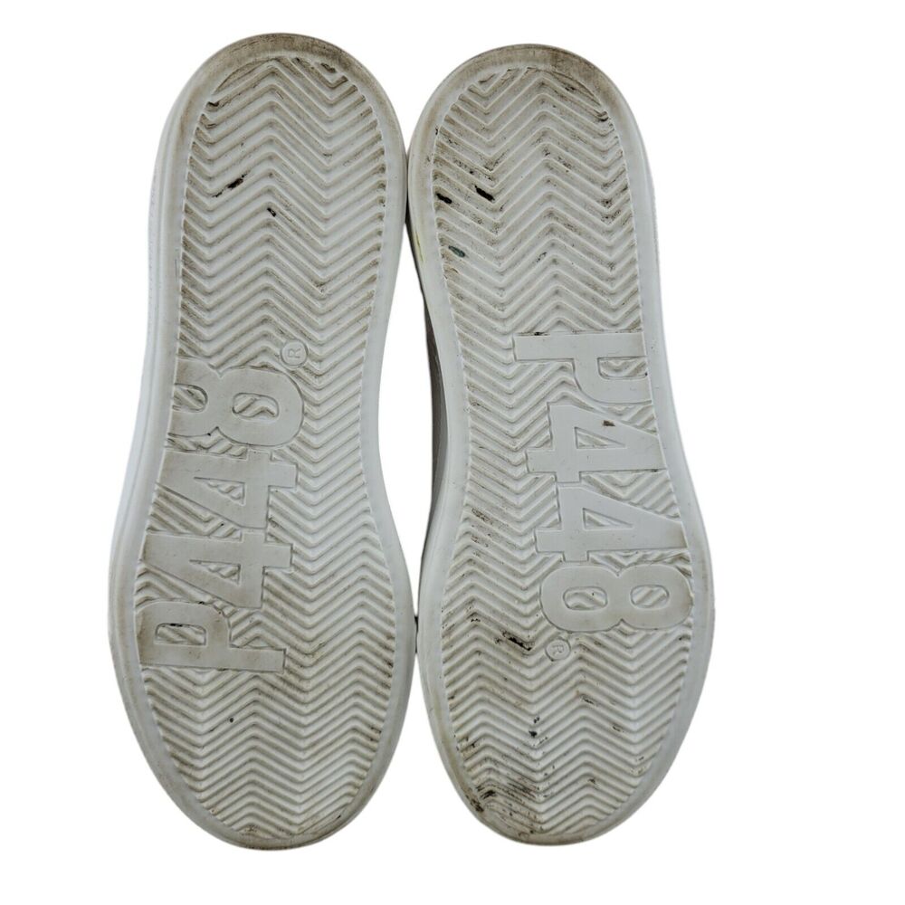 P448 Thea Platform Sneakers Womens 6 6.5 36 White Patent Leather Low Top Tan - Picture 11 of 14